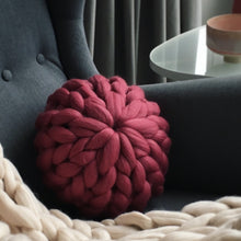 Chunky knit merino round cushion made to order