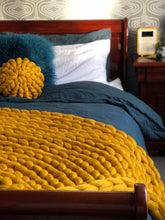Chunky knit merino round cushion made to order