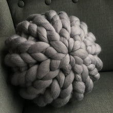 Chunky knit merino round cushion made to order