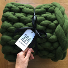 Giant Knitted Merino Blanket in Willow Green