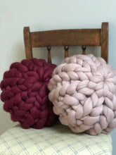Chunky knit merino round cushion made to order