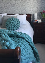 Chunky knit merino round cushion made to order