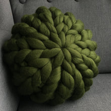 Chunky knit merino round cushion made to order