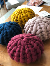 Chunky knit merino round cushion made to order