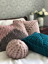 Round chunky knit merino cushion