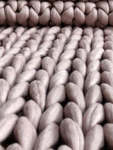 Mink pink merino chunky knit sofa blanket / throw