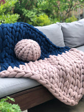 It Takes Two colour block chunky knit blanket / throw made to order
