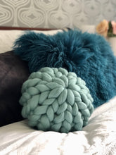 Chunky knit merino round cushion made to order