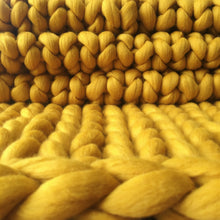 Chunky knit throw in mustard merino