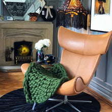 Giant Knitted Merino Blanket in Willow Green