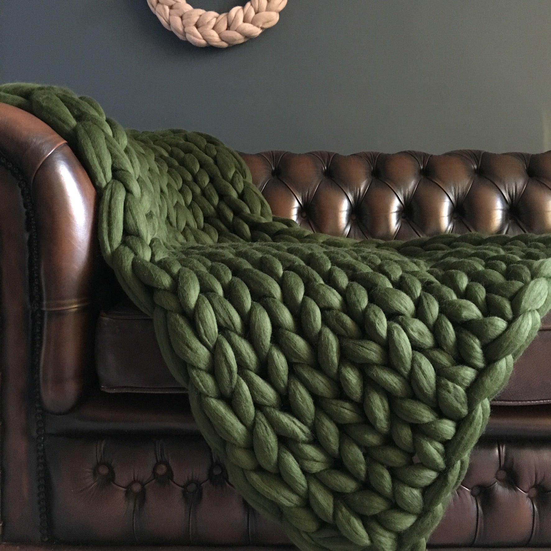 Chunky knit merino blanket throw made to order Mizzknits