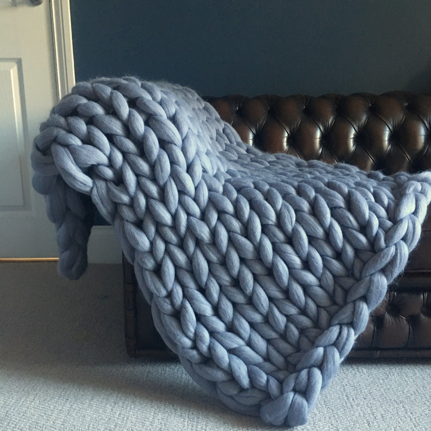 Chunky knit merino blanket throw made to order Mizzknits