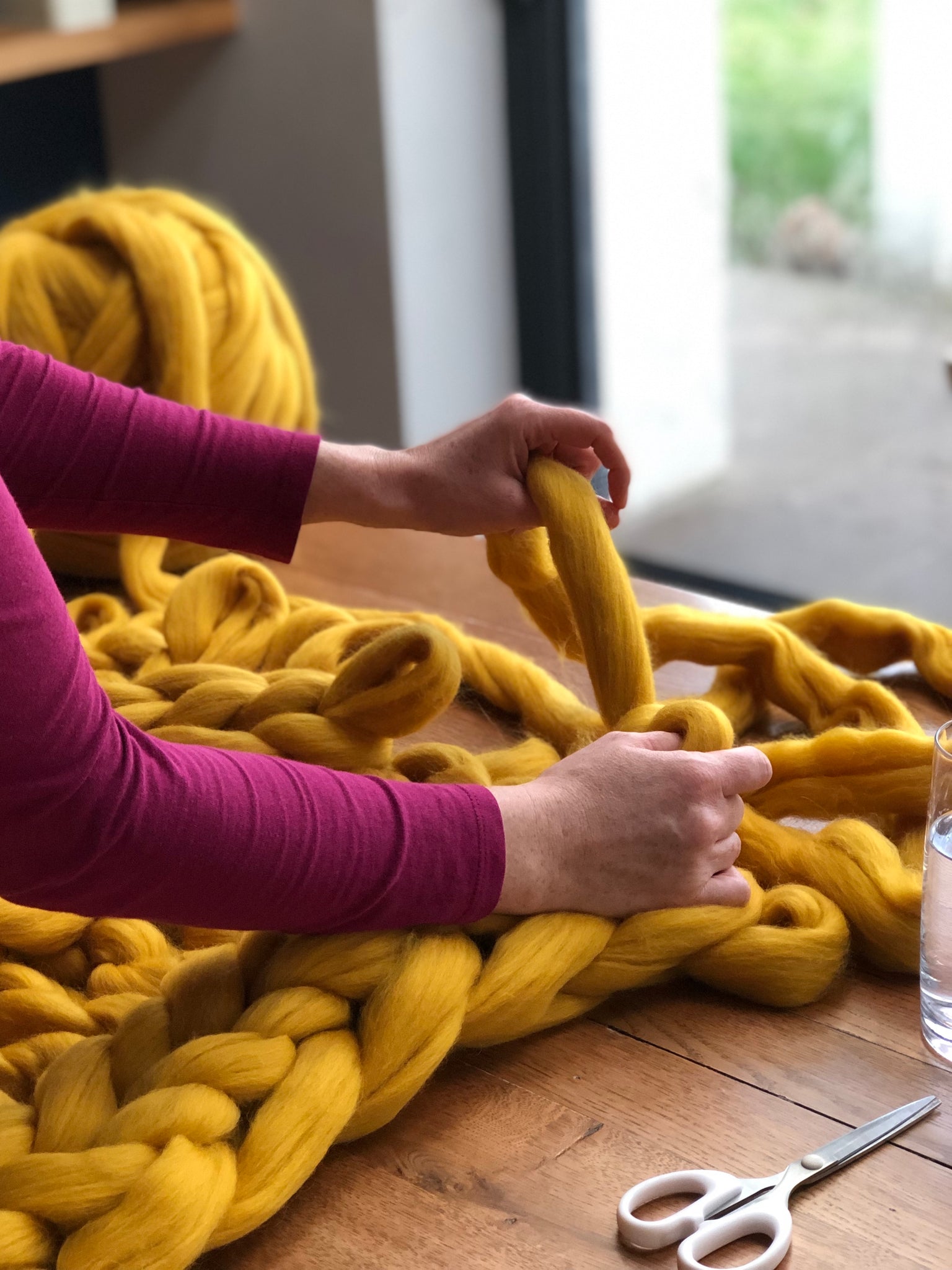 Do The Twist chunky knit bed runner blanket made to order Mizzknits