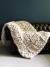 All Squared Away merino chunky knit blanket