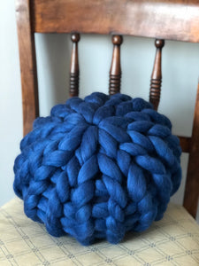 Round chunky knit merino cushion